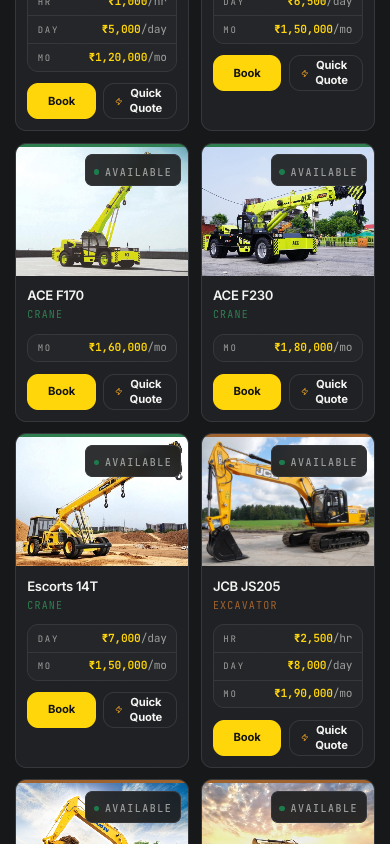 Fleet catalog — published rates