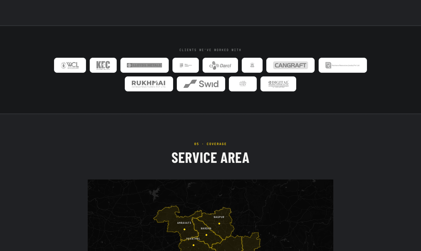 Service area — real district boundaries